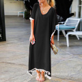 Summer Black Print Polka Dot Long Sleeve Chiffon Women Mini Casual Dresses